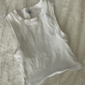 White Cropped Tank Top